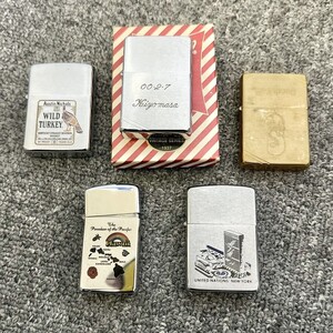 H156 まとめ ▲ Zippo ジッポー オイルライター 5点セット ワイルドターキー シンガポール スリム ゴールド シルバー 他 喫煙具