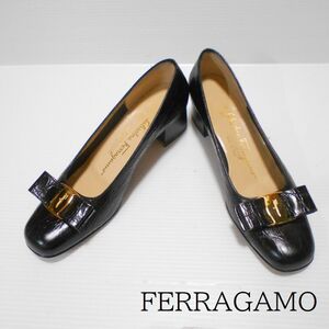 927825 FERRAGAMO フェラガモ 黒 ヴァラ パンプス 6