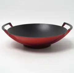 【美品】LE CREUSET　ウォック　中華鍋　チェリーレッド　28cm