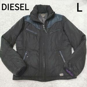 希少/極美品●DIESEL ディーゼル 高機能ダウン ジャケット デニム 切り替え 2way フード付き ブルゾン キルティング ブラック インディゴ