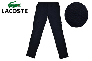 K-3888★美品★LACOSTE ラコステ★正規品 ネイビー紺色 ストレッチ素材 カーゴポケット テーパードスリム スキニー パンツ ゆったり 42