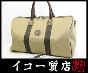 イコー質店　ハンティングワールド　★希少　美品　ボストンバッグ　48cmサイズ　キャンバス　カーキ×ブラウン　RY7214