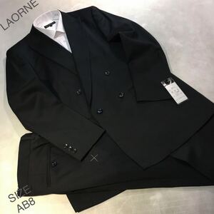 ★新品★未使用【大処分セール】LAORNE ブランド/4ッ釦1ッ掛け礼服ダブル スーツ/サイズAB8 /ワンタックアジャスター付き/冠婚葬祭・式典