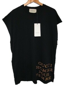 GUCCI グッチ レディース・スパンコール付 ロゴTシャツ ブラック・サイズXXS・未使用・本物です