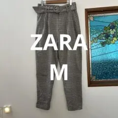 Zara trfコレクション　バーバリーチェックベルト付きパンツ　M