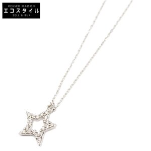 美品 STAR JEWELRY スタージュエリー K10 0.05 ダイヤモンド スタートップ ネックレス ホワイトゴールド レディース