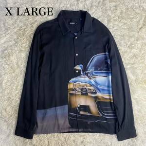 【希少】X-LARGE エクストララージ　シャツ 長袖 XL アートプリント　車　自動車　ブラック　黒