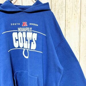 NFL Indianapolis Colts インディアナポリス・コルツ プリント スウェット パーカー XL USA古着 アメリカ古着