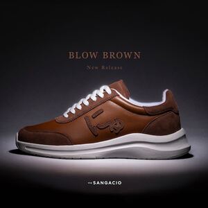 にゅBLOW 『限定600足』via SANGACIO にゅ〜ず BLOW BROWN ブラウン レザー 本革 スニーカー シューズ 靴 メンズUS8.5 JP26.5cm 所ジョージ