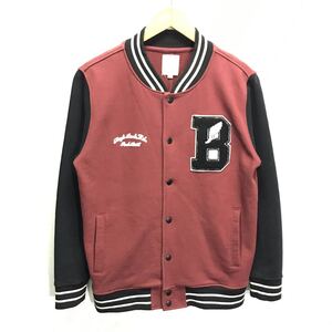 オシャレ度UP【BROWNY】ブラウニー スタジアムジャンパー アウター スタジャン ブルゾン アメカジ 古着 デート バーガンディー M /Y12837ii