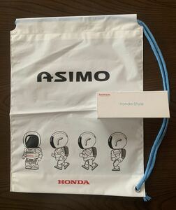 HONDA ホンダノベルティグッズ　ASIMOビニールナップサックとスライドボールペン