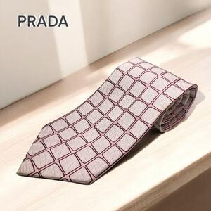 PRADA プラダ ネクタイ シルク 総柄 ピンク