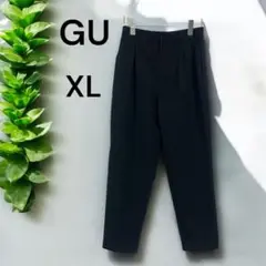 GU ジーユー 起毛タックテーパードパンツ ブラック XL