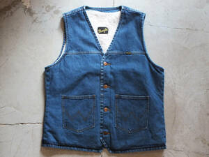 新品 Lサイズ Wrangler US ORIGINAL WESTERN DENIM BOA VEST USED INDIGO ラングラー ウエスタン デニム ボア ベスト インディゴ