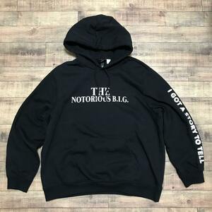 レア黒XL H&M Notorious B.I.G Pullover Hoodie HIP HOP ヒップホップ RAP ラップ ノートリアスBIG ビギースモールズ