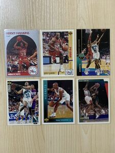 NBA Trading Card Hersey Hawkins Set of 6 NBA Hoops Upper Deck 90-97 ハーシーホーキンス 6枚セット 76ers Hornets Sonics 90年代