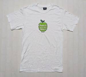 【中古・メンズM】ステューシー STUSSY ショートスリーブTシャツ 半袖 フロントプリント カットソー ホワイト　送料370円