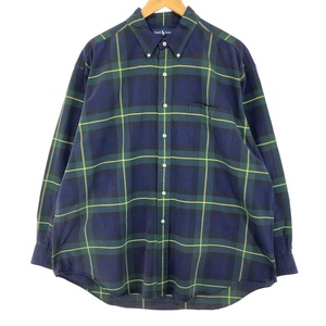 古着 ラルフローレン Ralph Lauren BIG SHIRT 長袖 ボタンダウンチェックシャツ メンズXL /eaa448254