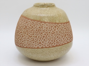 【真作】佐々木厚 象嵌 花入 花器 花瓶 壺 骨董品 A2415