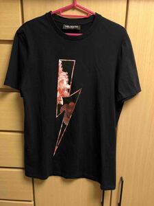 正規 19SS Neil Barrett ニールバレット BOLT ボルト サンダー 稲妻 ボタニカル 花柄 プリント Tシャツ 黒 M BJT513A-L559S