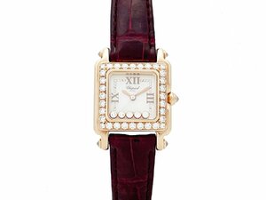 ショパール CHOPARD ハッピースポーツ 27/6850-20/11 ホワイト文字盤 ダイヤベゼル K18PG クォーツ レディース 腕時計