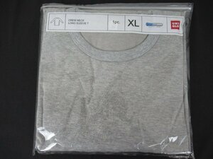 【直接引取不可】③K. UNIQLO/ユニクロ クルー ネック ロング Tシャツ グレー サイズXL(胸囲104～112) 綿50％/ポリ50％ 未開封品