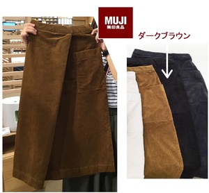 新品未使用タグ有り MUJI 無印良品 ストレッチ　コーデュロイ　イージーセミフレアスカート L 　ダークブラウン色　