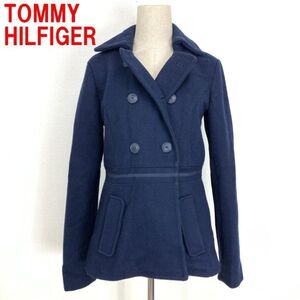 A1864 トミーヒルフィガー ピーコート ウール 裏地あり 紺 TOMMY HILFIGER ネイビー S