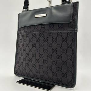 1円〜【美品】GUCCI グッチ サコッシュ ショルダーバッグ 斜め掛け 黒 キャンバス GG柄 クロスボディ 斜め掛け メンズ レディース 27639