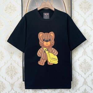 個性EU製＆定価2万◆UABONI*Paris*半袖Tシャツ*ユアボニ*パリ発◆綿100％ 通気 快適 くま スウェット ストリート かわいい ユニセックス L