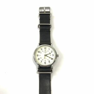 TIMEX タイメックス INDIGLO WR30 CR2016 CELL QUARTZ インディグロ クォーツ アナログ 腕時計 レザー 革 ベルト 黒 /3針 白文字盤 時計