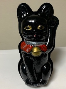 当時物 1940年代頃 日本製 セルロイド 黒猫 招き猫 15.5cm まねき猫 福猫 商売繁盛 千客万来 少女メルヘン 昭和レトロ 希少