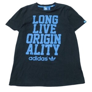 《良品◎》adidas アディダス★ビッグロゴ*デザインTシャツ*カットソー*ブラック*サイズM(MS1668)◆YP