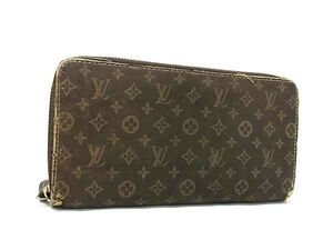 1円 LOUIS VUITTON ルイヴィトン M95235 モノグラムミニラン ジッピーウォレット ラウンドファスナー 長財布 ブラウン系 FK2199