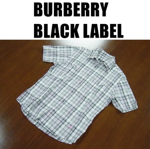 バーバリーブラックレーベルワイヤー入り半袖シャツ/BURBERRY BLACK LABEL チェック柄/サイズ２