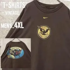 レアデザイン《NIKE ナイキ》両面プリントTシャツ/ブラウン/メンズ4XL