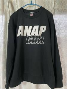 【ANAP GIRL アナップ】バックプリント スウェットTシャツ ブラック 黒 Mサイズ