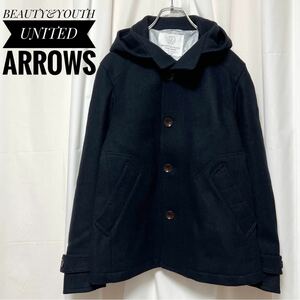 王道人気 BEAUTY&YOUTH UNITED ARROWS コート スタンドカラーコート ブラック フード付き シングルボタン メンズ SJACKET