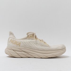 【1円スタート】 HOKA ホカ 1119393ESSN CLIFTON8 クリフトン ホワイト ベージュ ロード ランニング 軽量 メンズ US10D UK9.5 EU44 28cm