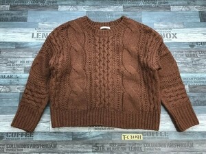 SLY スライ レディース 編み柄 アクリルニットセーター FREE 茶色