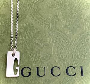 【即決/送料込み】GUCCI/グッチ カットアウト/Gカット ミニタグ/プレート ネックレス/ペンダント(45cm)