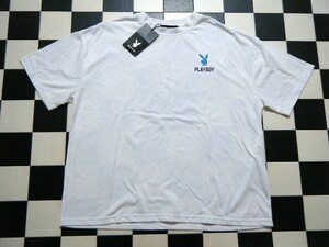 PLAY BOY プレイボーイ 半袖 Tシャツ L 白 れ4771　レディース　ポップコーン