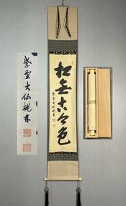 【模写】Y-665掛軸 紙本 共箱 茶掛 茶道 茶道具 華道 禅語 尾関桃林 臨済宗大徳寺塔頭大仙院住職『松無古今色』