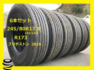 【M】 中古　 245/80R17.5　 R173 　2019年製 　夏 　6本セット　 TB 　ブリヂストン　