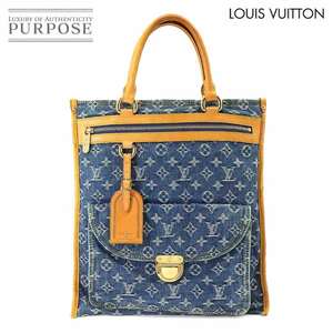 ルイ ヴィトン LOUIS VUITTON モノグラム デニム フラット ショッパー トート バッグ ブルー M95018 ゴールド 金具 90231716