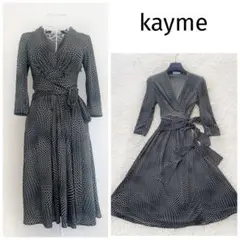 kayme ケイミー　美シルエットワンピース　サークル　日本製　リボン　さらさら