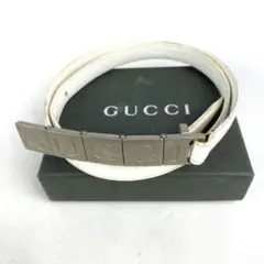 GUCCI グッチ ベルト ロゴ バックル シルバー ホワイト