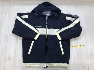 Champion チャンピオン メンズ ロゴ刺繍入 バイカラー 裏メッシュ ブルゾン ジャケット S 紺白