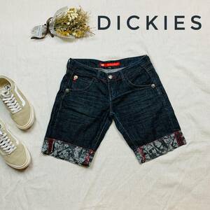 美品★厳選　人物柄　Dickiesgirl　短パンデニム　レディース　30インチ