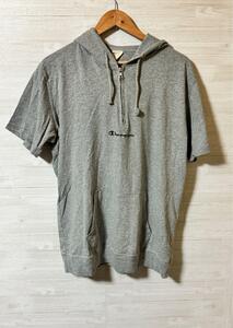 Champion チャンピオン ハーフジップパーカー 半袖 L グレー